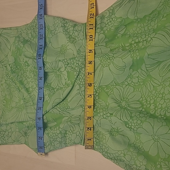 LIKE NEW VTG 1960s Handmade Mod Bright Green Go-go Floral Print Mini Dress - Picture 6 of 17